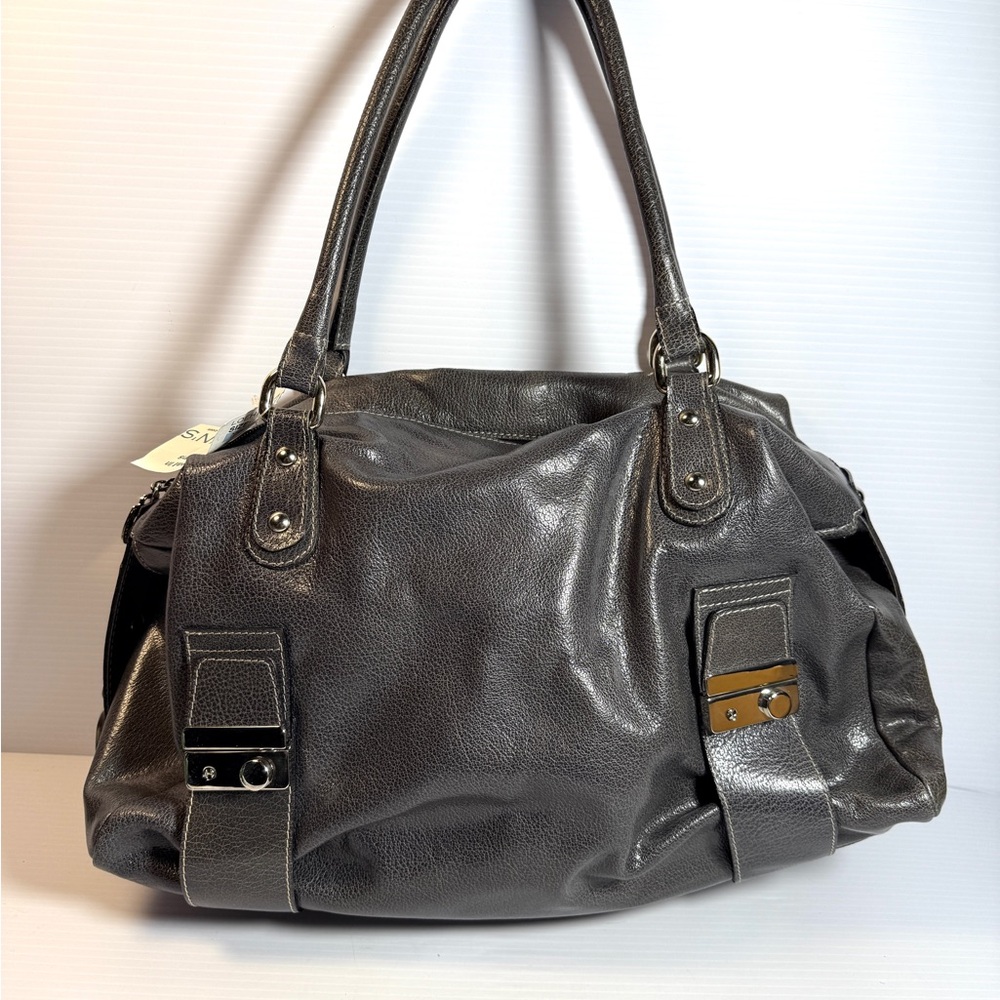 Roberto Donini Elegant Metallic Gray Shoulder Bag